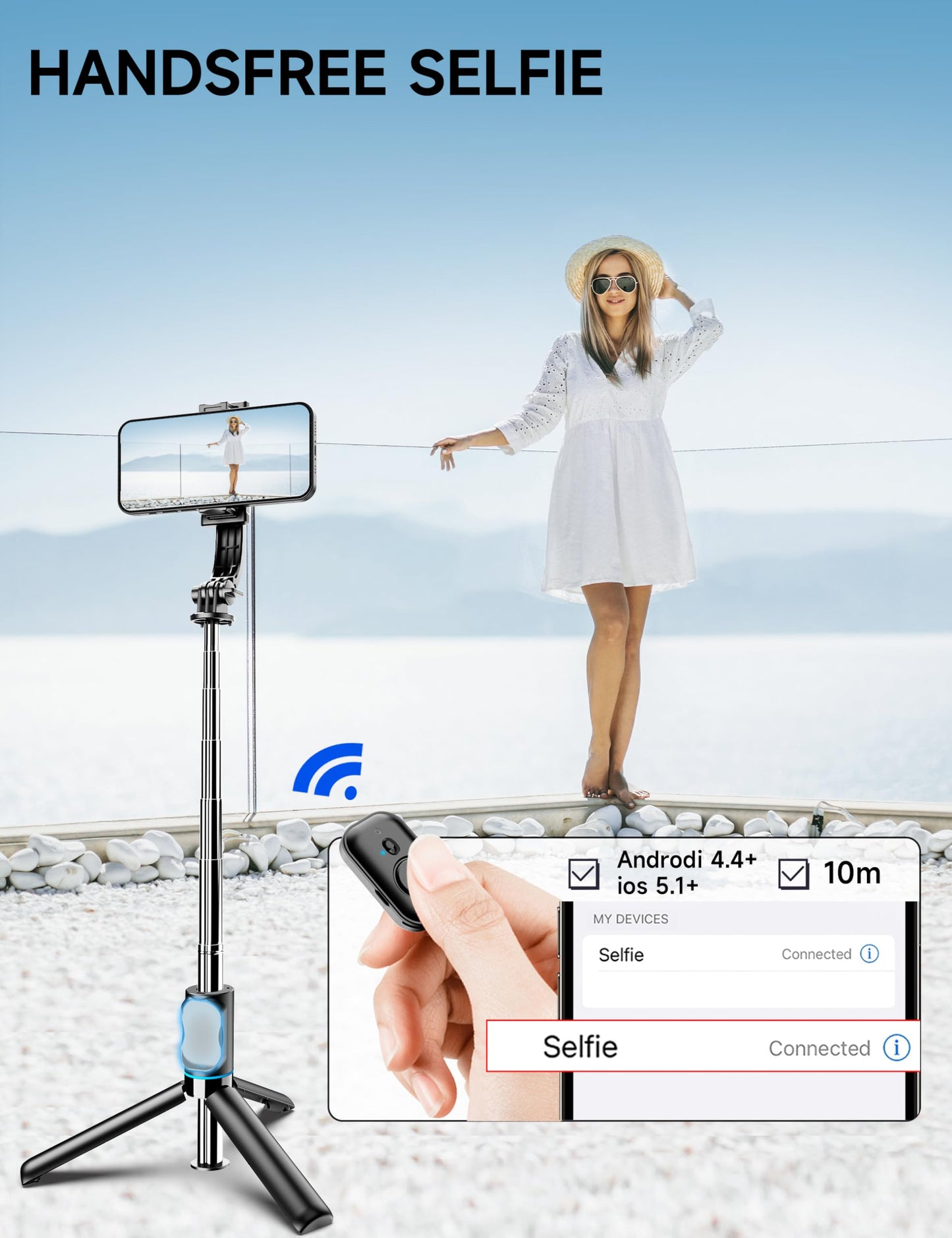 42 Selfie Stick Tripod With Fill Light Extendable Phone Tripod Stand All-In-1 Selfie Stick Travel Tripod With Detachable Remote