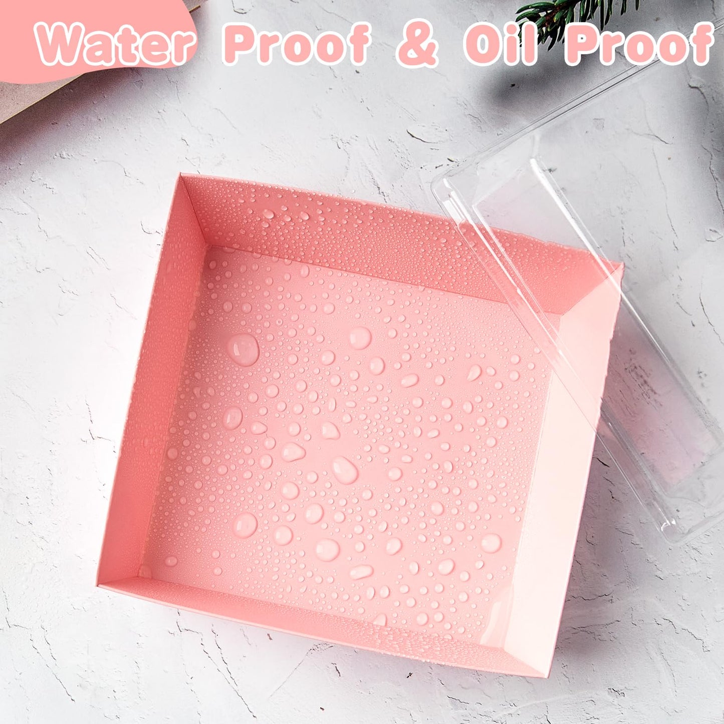 Kucoele 20 Pack Small Charcuterie Boxes with Clear Lids, To Go Paper Dessert Boxes Bakery Boxes, 5 Inches Disposable Food Containers for Cookies, Cupcakes, Slice Cakes, Strawberries (Pink)
