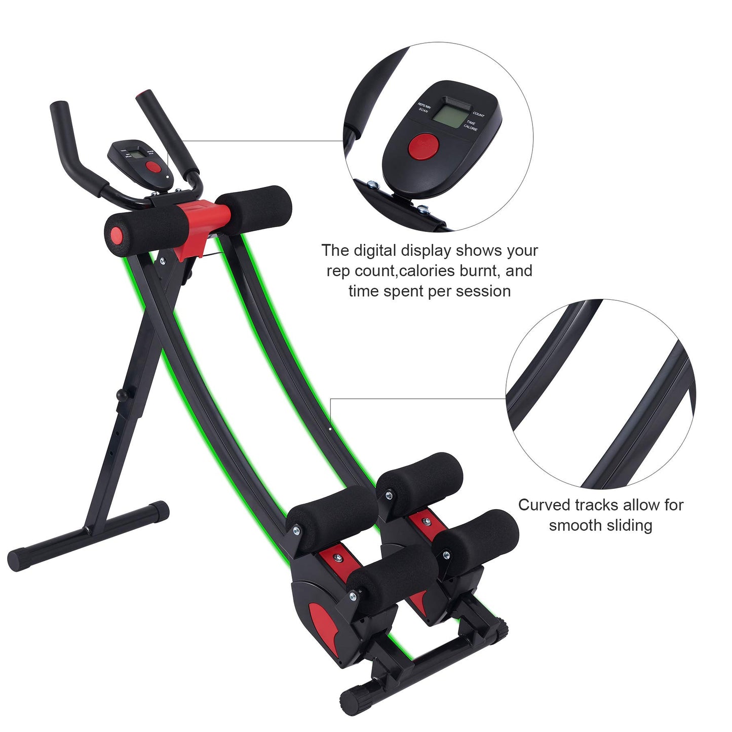 ZELUS Ab Crunch with Digital Display | Abdominal Training Machine with Independent Glide Paths and 4 Intensity Levels | Home Gym Ab Trainer Machine for Abdominal Leg and Arm Fitness, 330lb Cap
