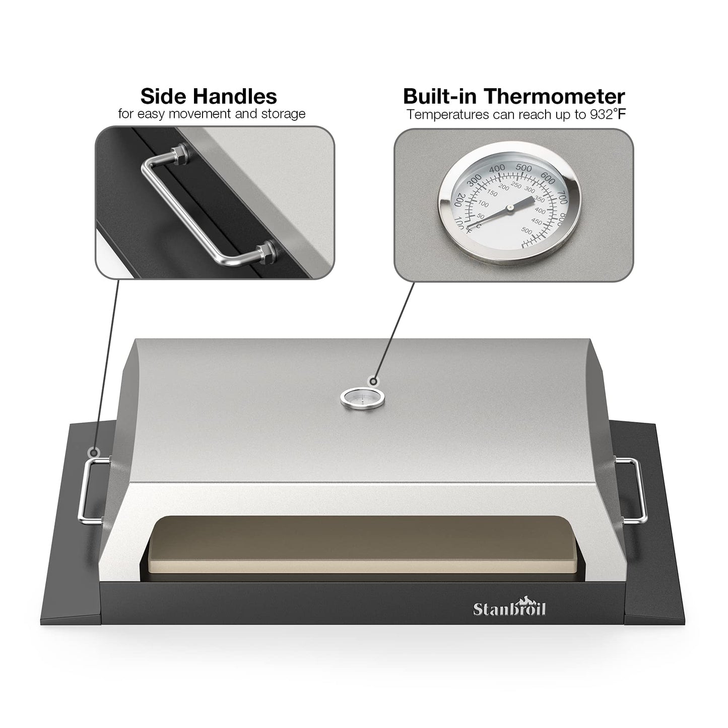 Stanbroil Outdoor Pizza Oven for Blackstone 22" 28" 36" Flat Top Gas Grill, with 19" x 15" Pizza Stone