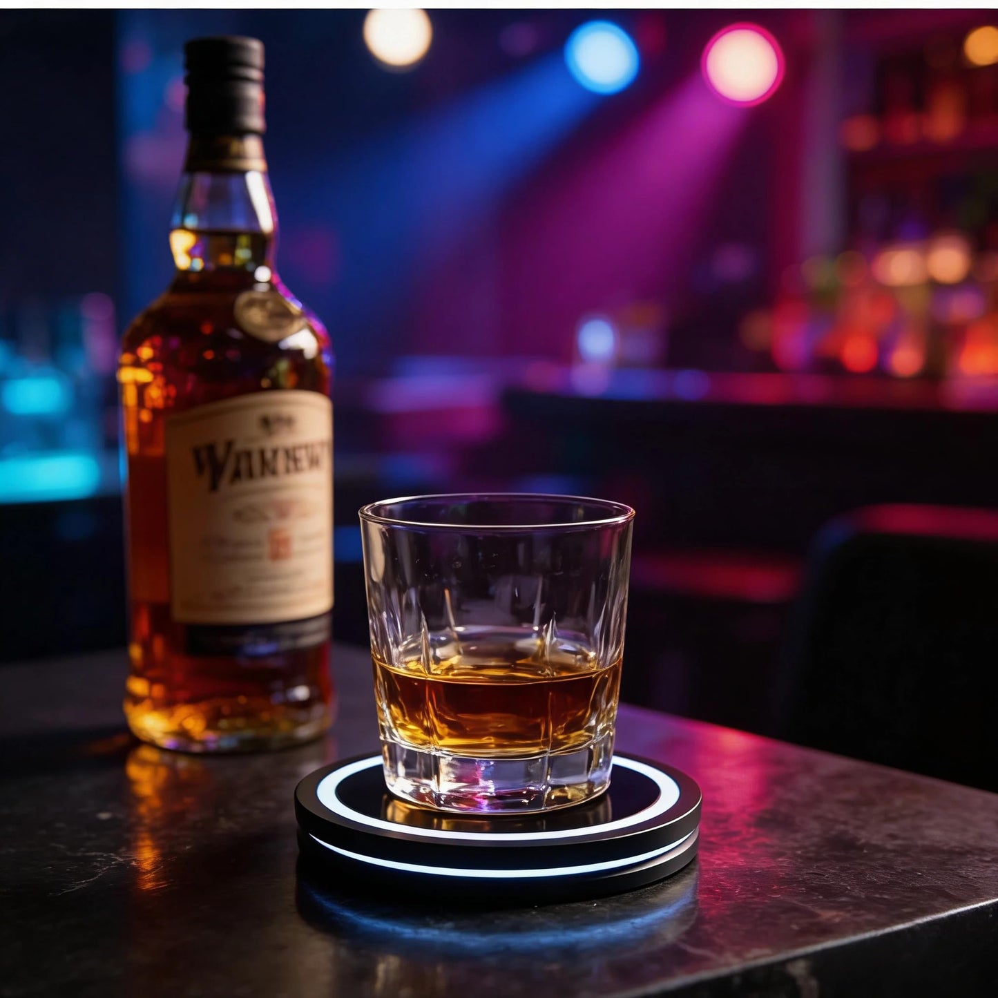 Smart coaster cocktail mixer 2.0 Machine,Portable Cocktail Maker Interactive Lighting with Built-in Smart Sensing Tech Easy to Clean & Carry Compact for Home Mat Bar Club Drink (1PC)