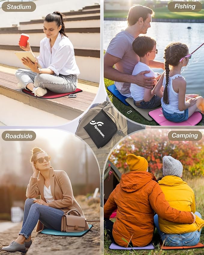 Sportneer Sitting Pad, Lightweight Waterproof Folding Seat Pad for Backpacking, 15.75'' x 15.75'' Portable Camping Seat Mat for Hiking, Picnics & Outdoor Use