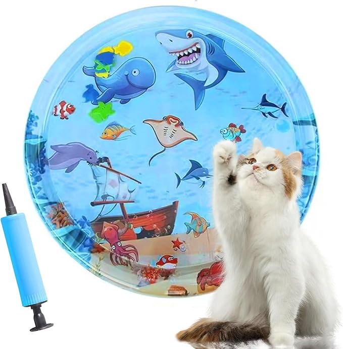 Gkiozu Cat Water Mat for Indoor Cats, 2025 Upgraded 0.6mm Thicken Scratch-Resistant Interactive Sensory Play Mat with Floa...