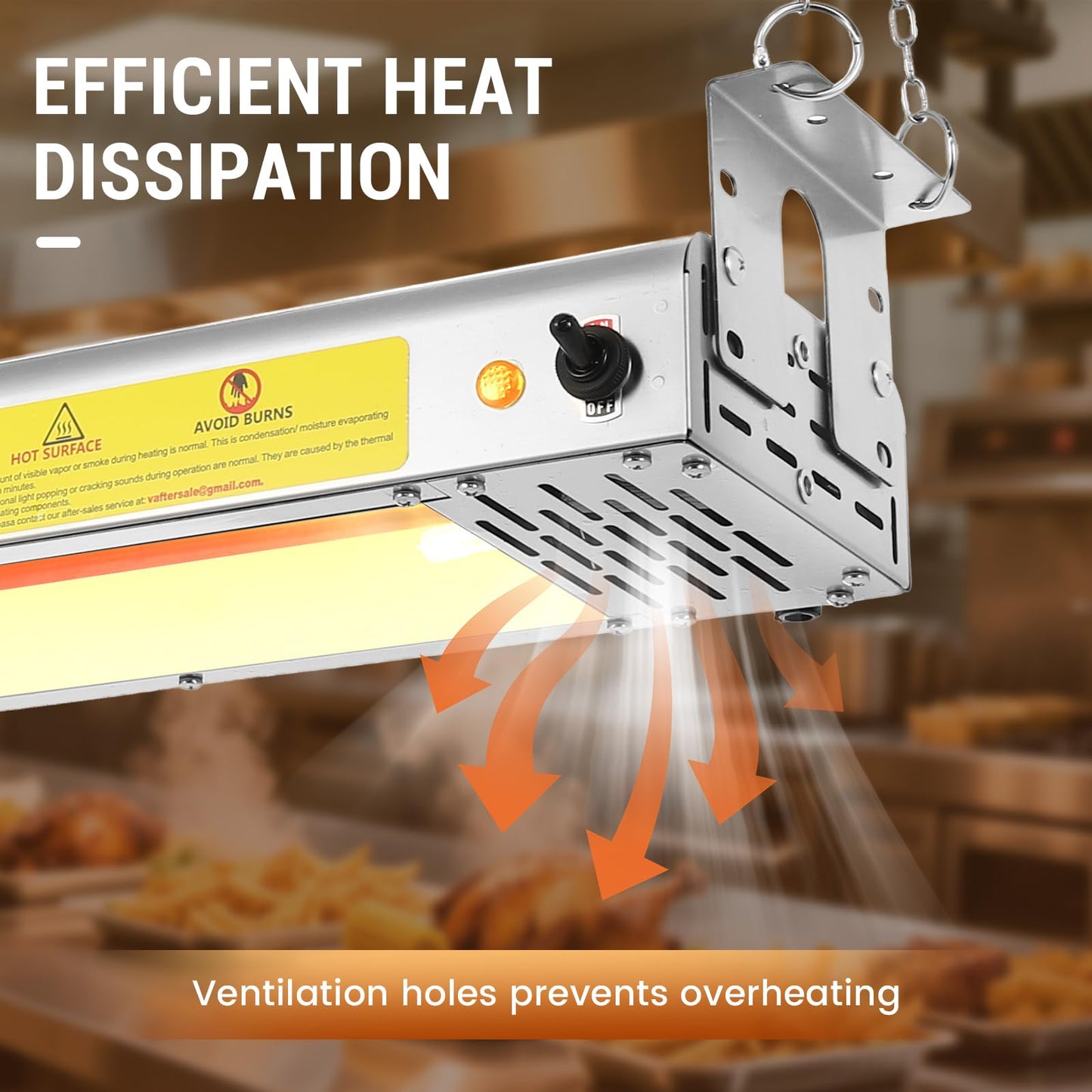 Hiteemer 55-Inch Food Heat Lamp - 1400W Commercial Food Warmer Lamp Overhead Stainless Steel Catering Heat Lamps Electric Strip Heater for Restaurant Buffet Parties Kitchen, Silver 115V