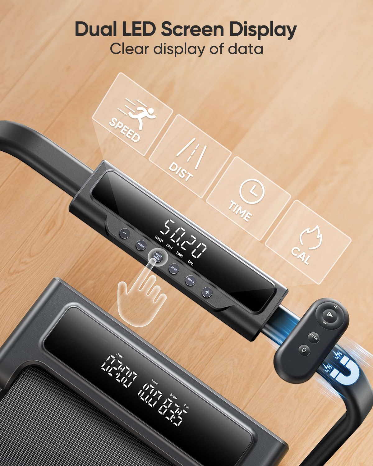 TOPUTURE Walking Pad Treadmill with Incline & Handle, 4 in 1 Under Desk Walking Pad, Foldable Treadmills for Home Office Small Space, Dual Display, Bluetooth App & Remote Control