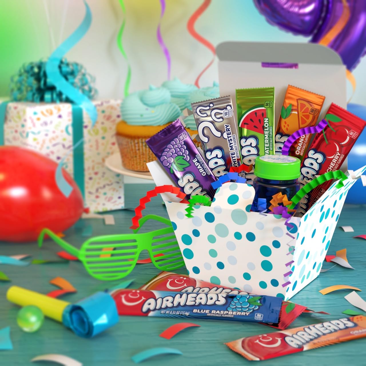 Airheads Candy Mini Bars, Assorted Flavors, Individually Wrapped, Non-Melting, Party, 5 Pound Bag