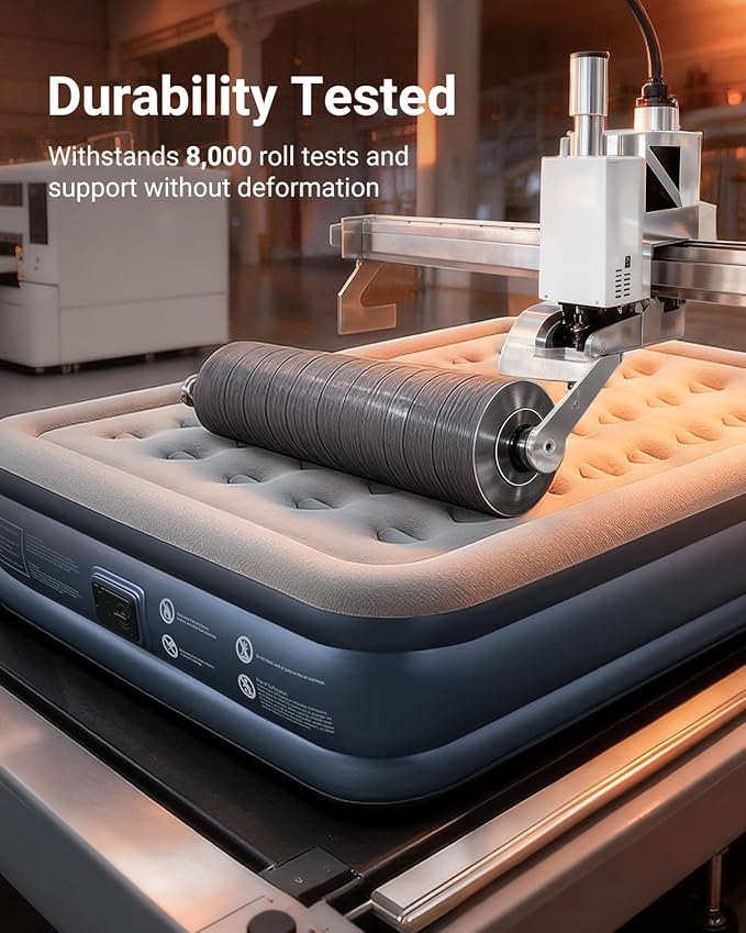 iDOO Queen Air Mattress with Built in Pump, 18 Raised Comfort Inflatable Mattress Blow up Mattress, Upgraded Four Chamber Portable Air Bed for Camping, Guests and Home, Colchon Inflable, 650 lbs Max