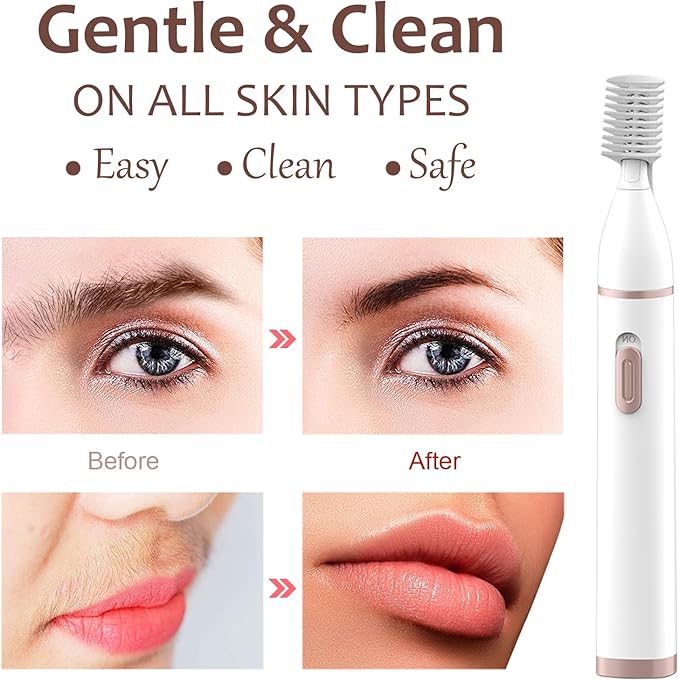 Eyebrow Trimmer Razor for Women - Electric Eye Brow Trim Shaver - Painless Brow Trimming Rechargeable Facial Hair Removal for Eyebrows Chin Peach Fuzz Lips Ear Face Neckline with Comb