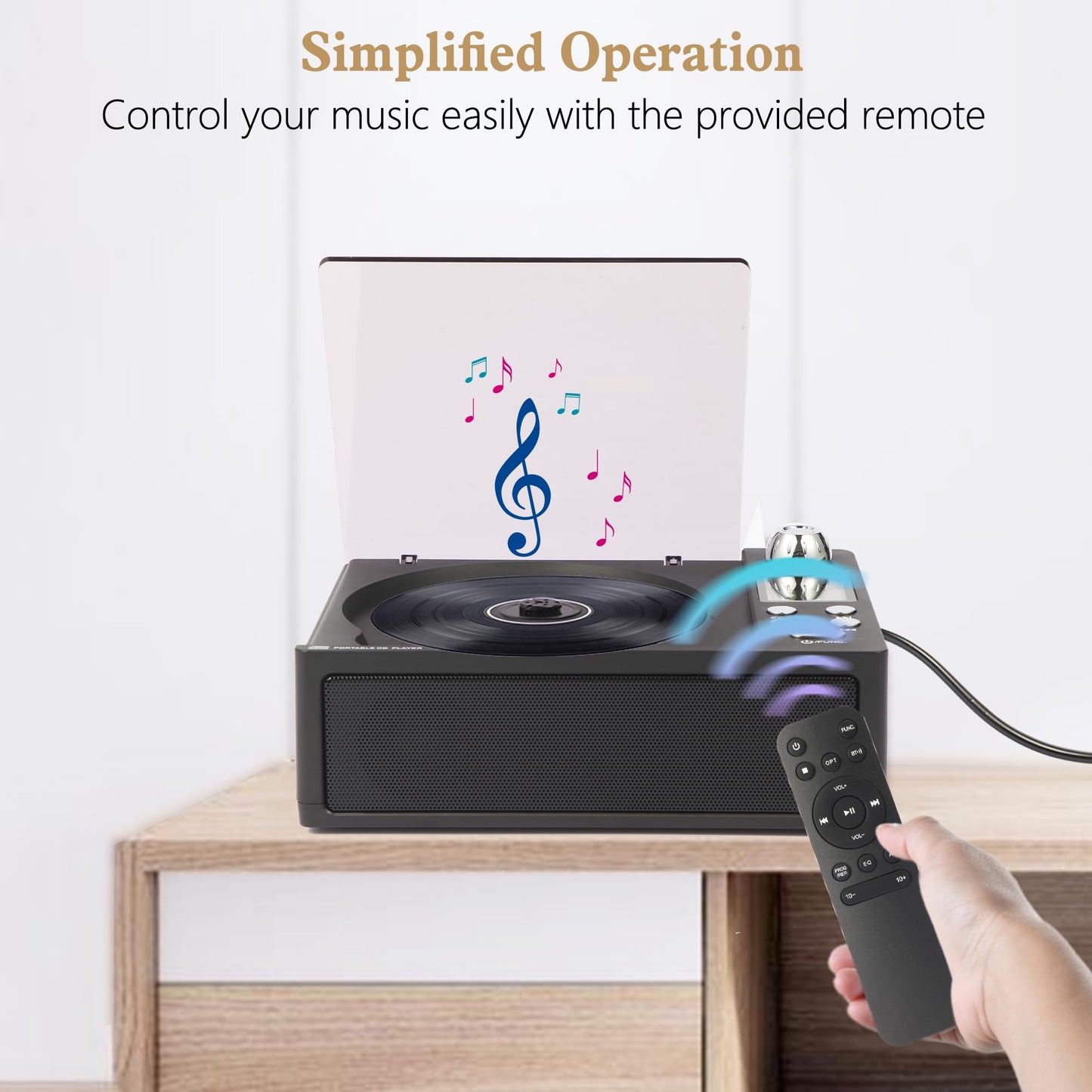 M-Amazup Cd Player Portable, Desktop Cd Players For Home With Rechargeable Battery, Dual Speakers, Support Opt/Usb/Tf Card/Aux/F