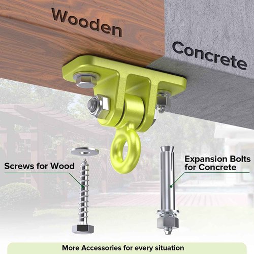 Highpro 4 Heavy Duty Swingset Hardware and 1 Swing Set Middle Bracket, Swing Hangers for Wooden Sets Hardware A-Frame Swing Set Parts with All Mounting Hardware for Porch, Patio, Playground Indoor/Out