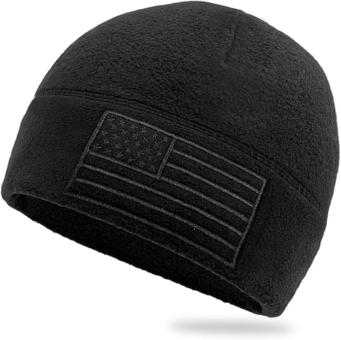 Asikkon American Fleece Watch Cap, American Flag Tactical Beanie for Boys Men's Warm Winter Hat Beanie