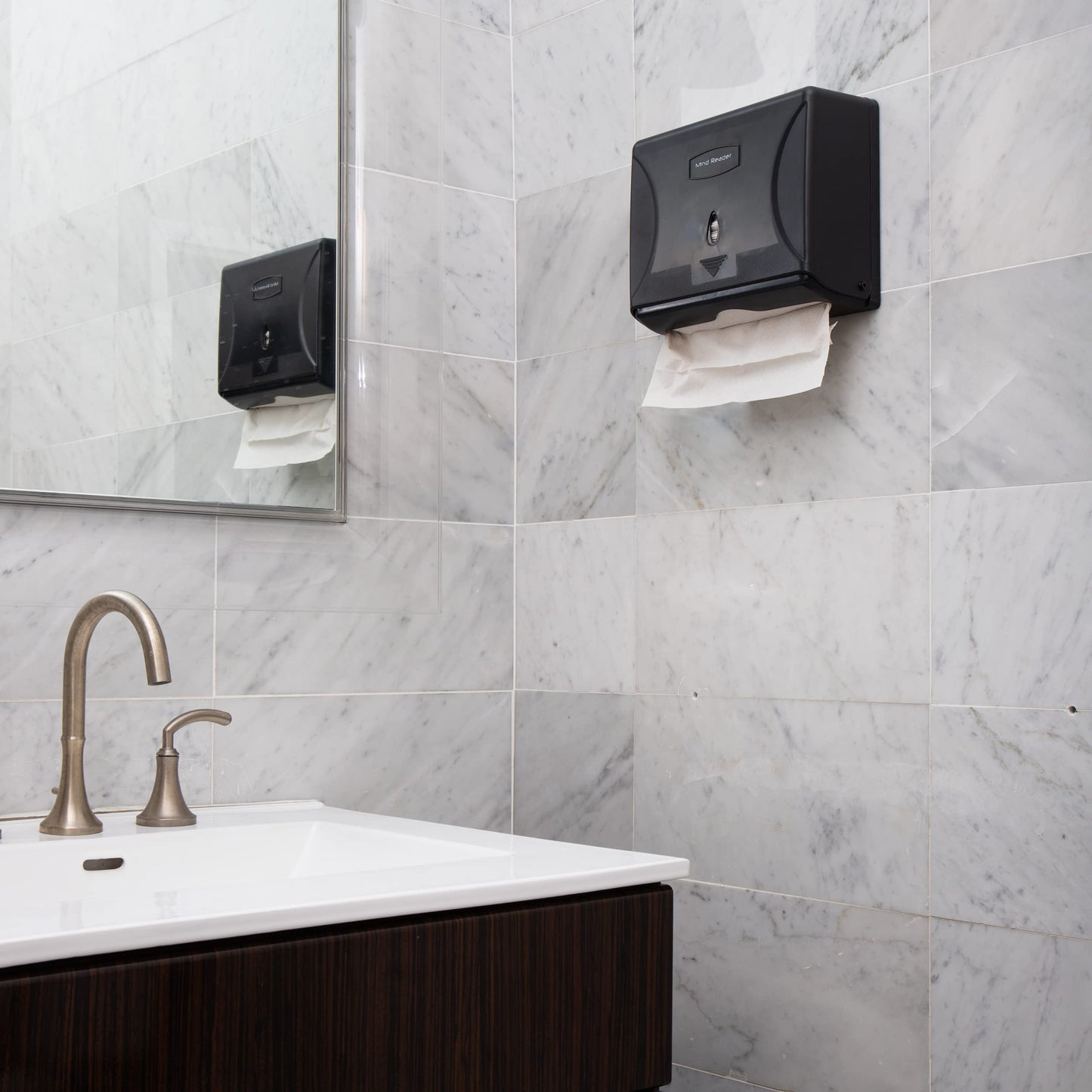 Mind Reader Paper Towel Dispenser, Tri-Fold Towel Holder, Restroom, Wall Mount, Bathroom, 10.25"L x 3.75"W x 8"H, Black