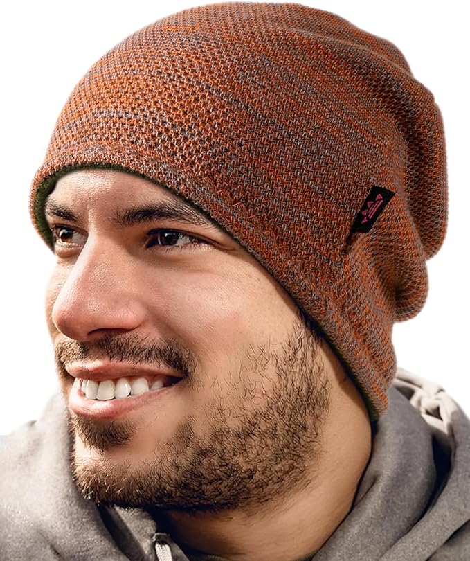 Lvaiz Mens Winter Beanie Hat Warm Fleece Lined Skull Cap for Men Reversible Women Windproof Watch Hat Knit Warm Unisex Beanie