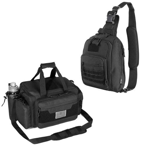 DBTAC Tactical Small Shoulder Chest Pack with Sling + Tactical Specialist Range Bag (Black)
