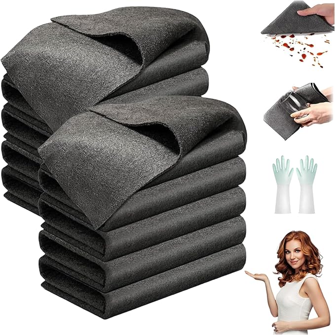 10 Counts Thickened Magic Cleaning Cloth Streak Free Reusable Microfiber, Super Absorbent-Lint-Free Cleaner for Home, Window, Mirror Glass and Cars (10PCS)