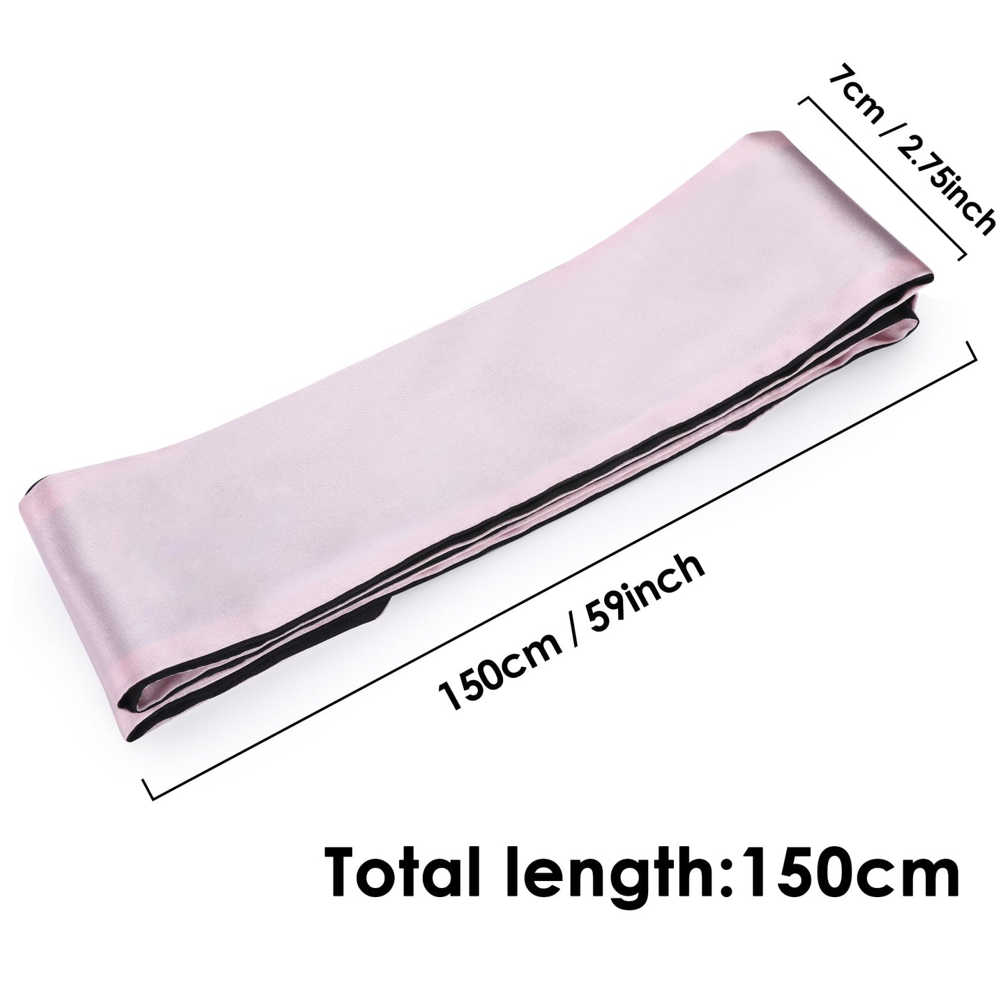 FRESHME 2pcs Satin Blind Eye Sleeping Mask - Silk Adjustable Satin Blindfold Gift Soft Eye Covers for Travel Nap Bedroom, Double Sides Pink & Black+Black 2pc Set