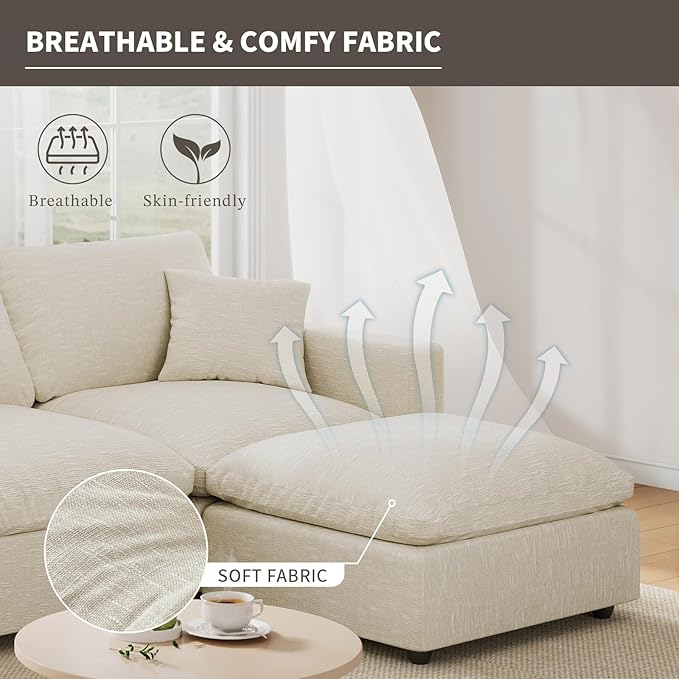 Modular Sectional Sofa Couch for Living Room, Convertible Upholstered Comfy Couches Deep Seat Sofa | Removable & Washable Cushion Covers, Filled with Down Cotton | Free Combination Sleeper Sofa Bed