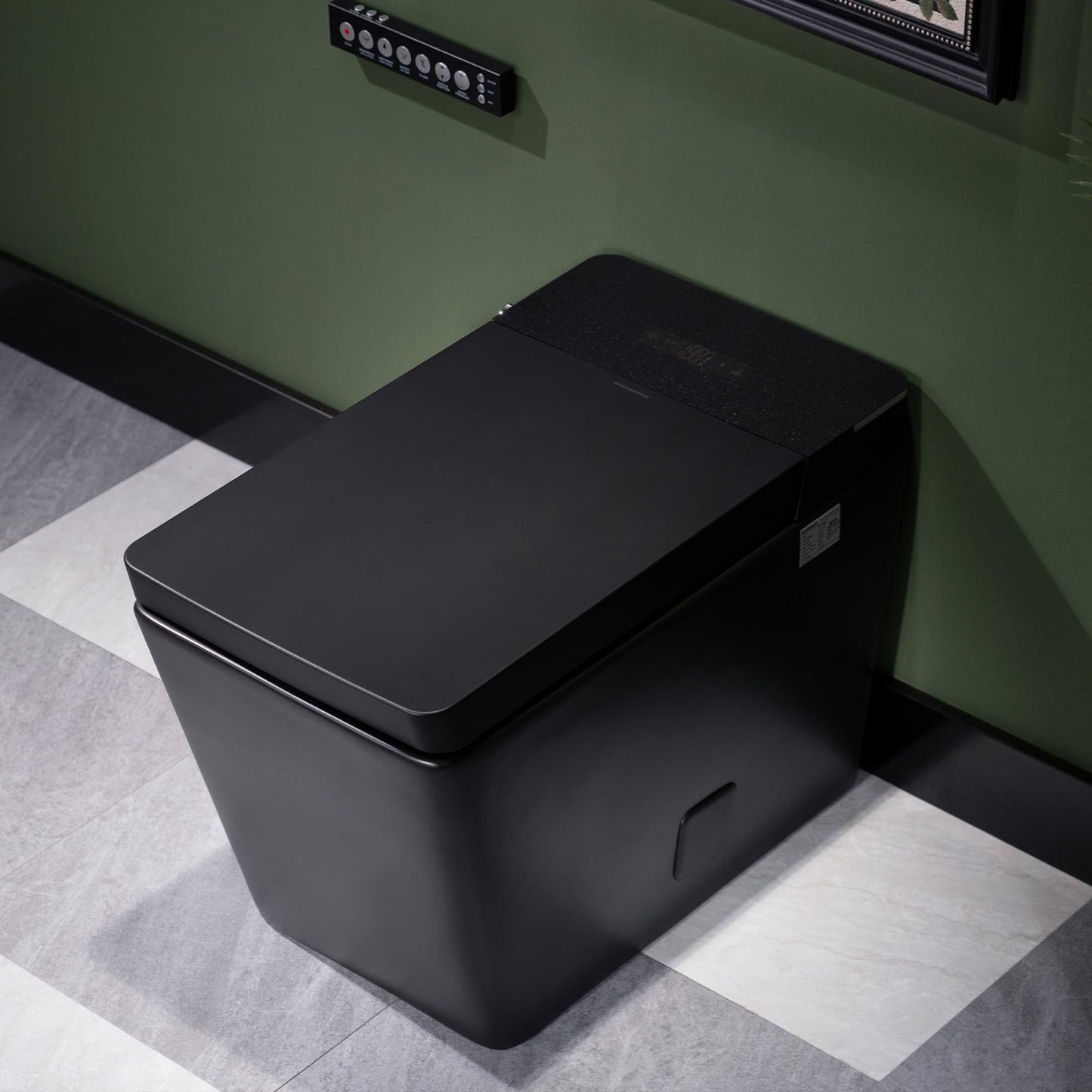 WOODBRIDGE One-Piece Square Smart Toilet with Tank, Auto Open & Close, Foot Sensor, Auto Flush, Multiple Spray Modes, Heated Seat, Warm Water, Air Dryer, Matte Black