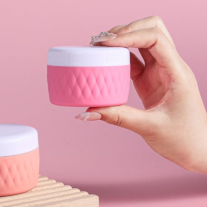 Travel Containers for Toiletries, Silicone Cream Jars BPA-Free, TSA Approved 2oz Travel Size Containers, Leak-proof Silicone Jars with Lid for Cosmetic Face Hand Body Cream (4 Pack)