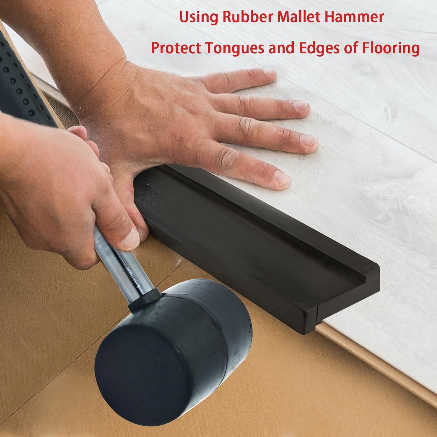 NAACOO Tapping Block for Vinyl Plank Flooring, 3 Edges - Meet Different Floor Thickness. Double Sided with Notches - Use for Tongue&Groove or Click-Lock Floor, Universal Laminate/Vinyl Flooring Tools.
