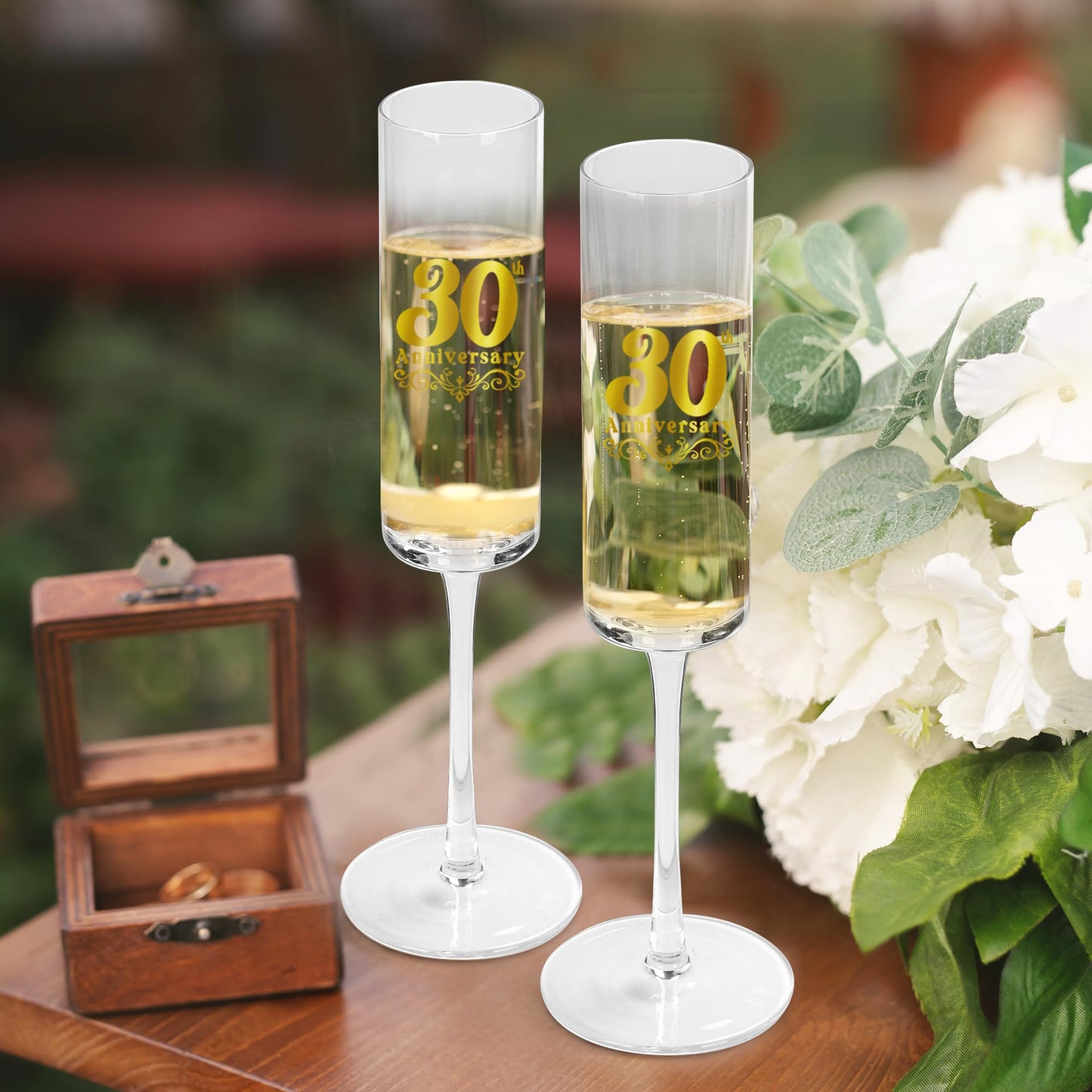 JNDJE 30th Wedding Anniversary for Couple, 30th Anniversary Champange Glasses for Parents, 30th Wedding Anniversary Champange Flute Gift for Grandparents, 30 Years of Anniversary Present