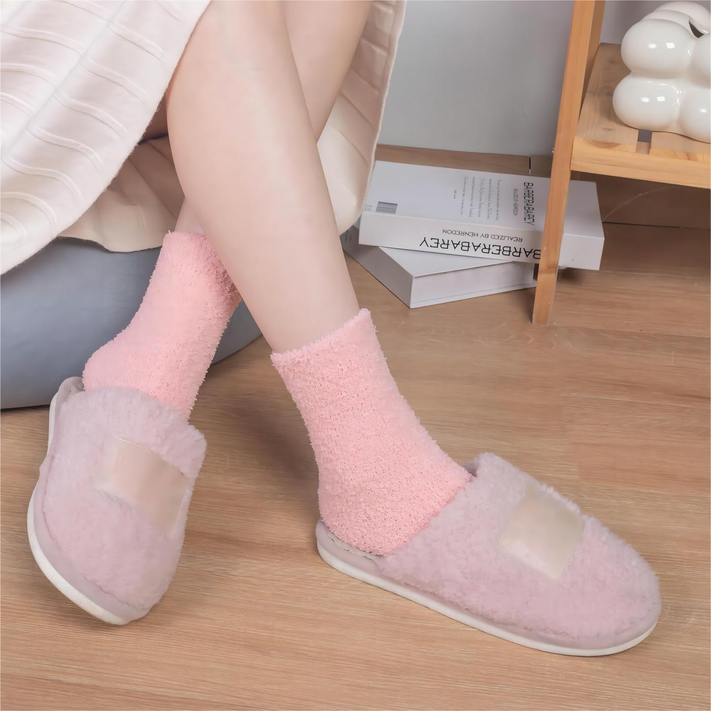 Tofox 6 Pairs Fuzzy Socks For Women Soft Home Slipper Socks Fluffy Sleeping Socks don't Shed Lint