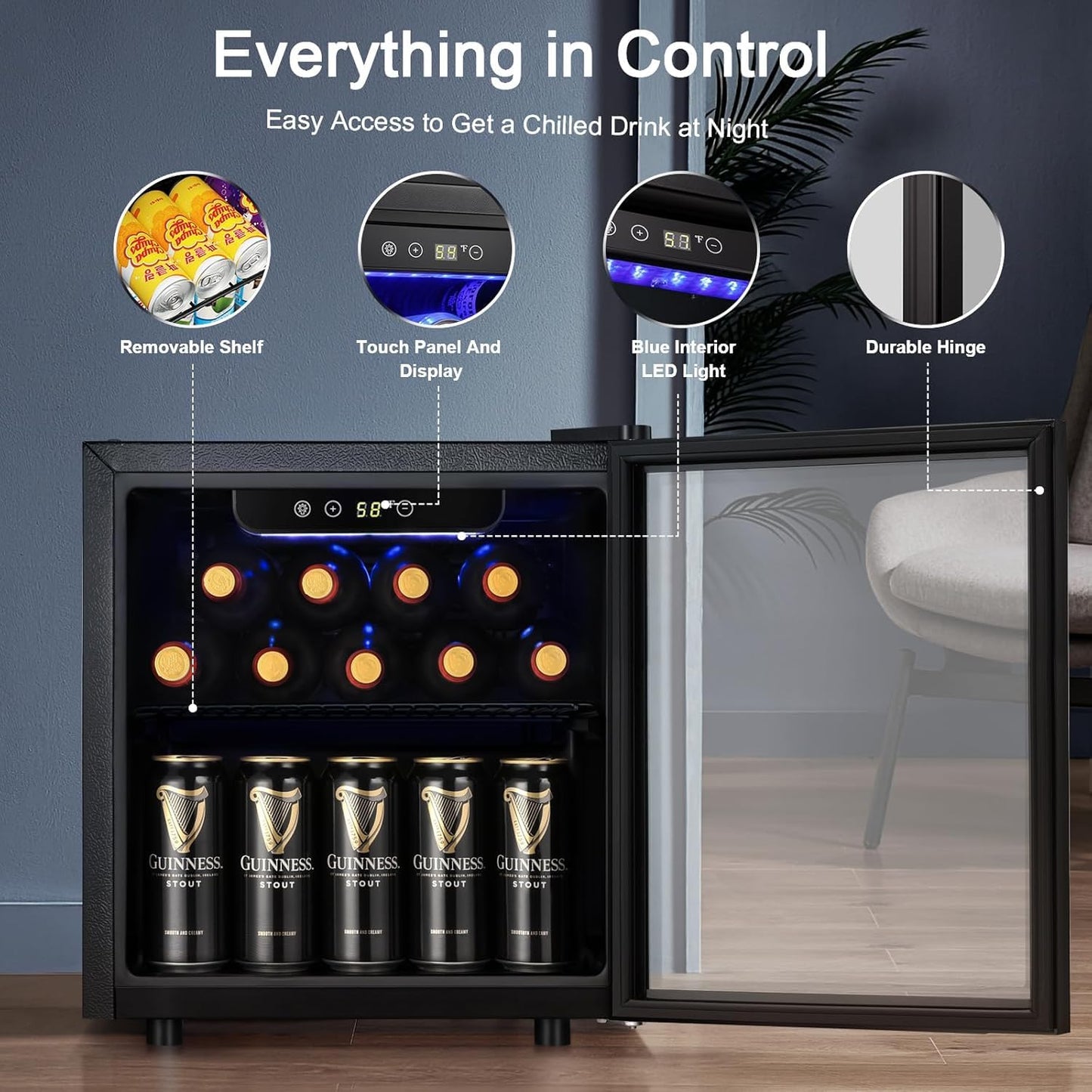 Antarctic Star 12 Bottle Wine Cooler Beverage Refrigerator Mini Fridge Clear Glass Door Quiet Counter Top Cellar for Beer Soda Bar 1.3 cu.ft