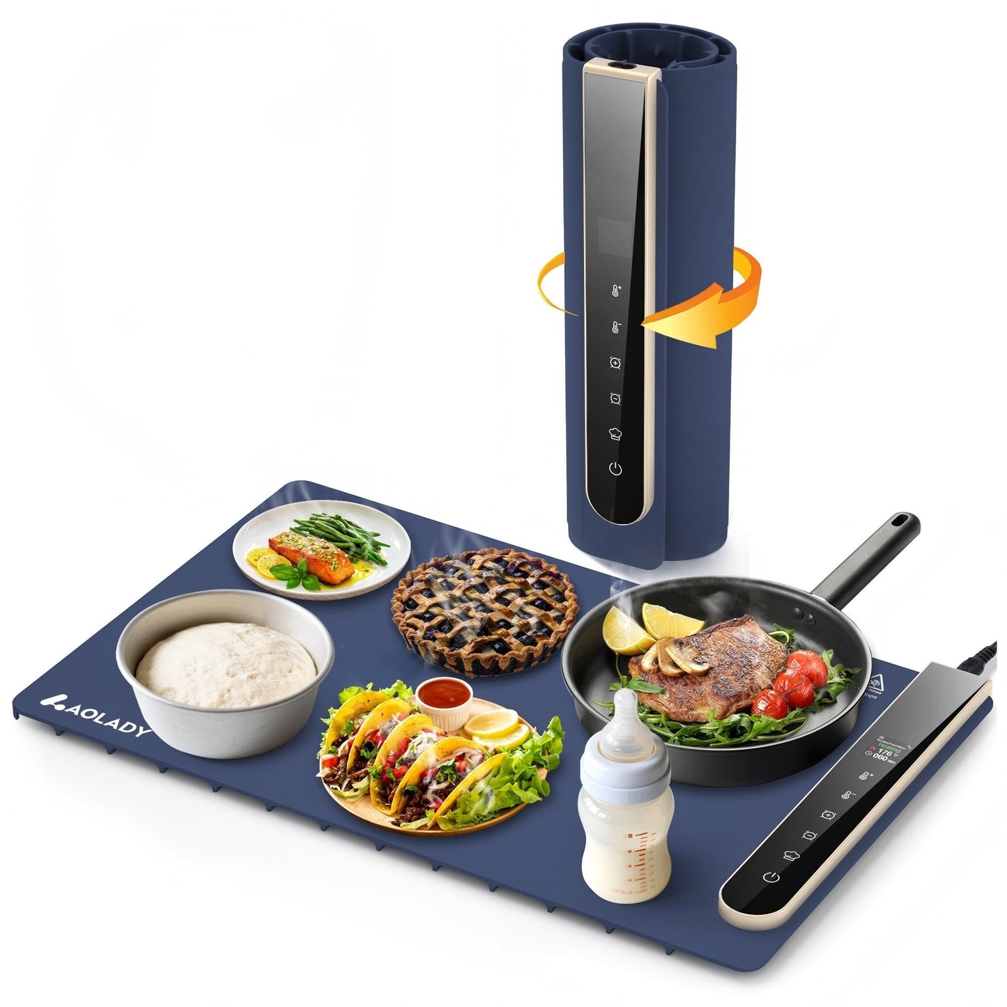 Warming Mat for Food, House Warming Gifts New Home, Birthday Gifts for Mom Dad Women Men, 15"x23.6" Chafing Dishes for Buffet with APP Controller, Multiple Temperature and Timer Levels, Blue