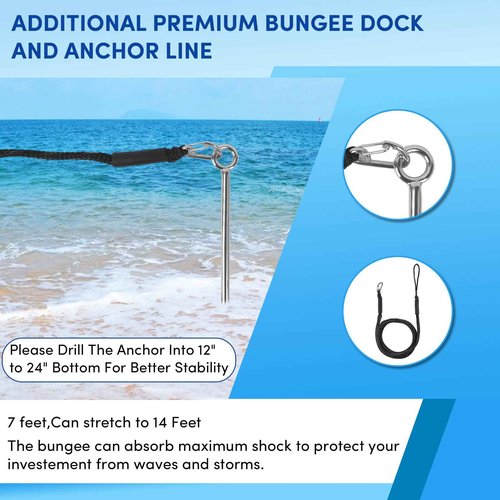 Sand Anchor for Boat 36", 316 Stainless Steel Beach Anchor Boat Sand Anchor with Bungee Dock Line to Hold Watercraft Secure, Jet Skis,Kayak,PWC ect.Apply to the Sandbar Anchor or Shallow Water Anchor