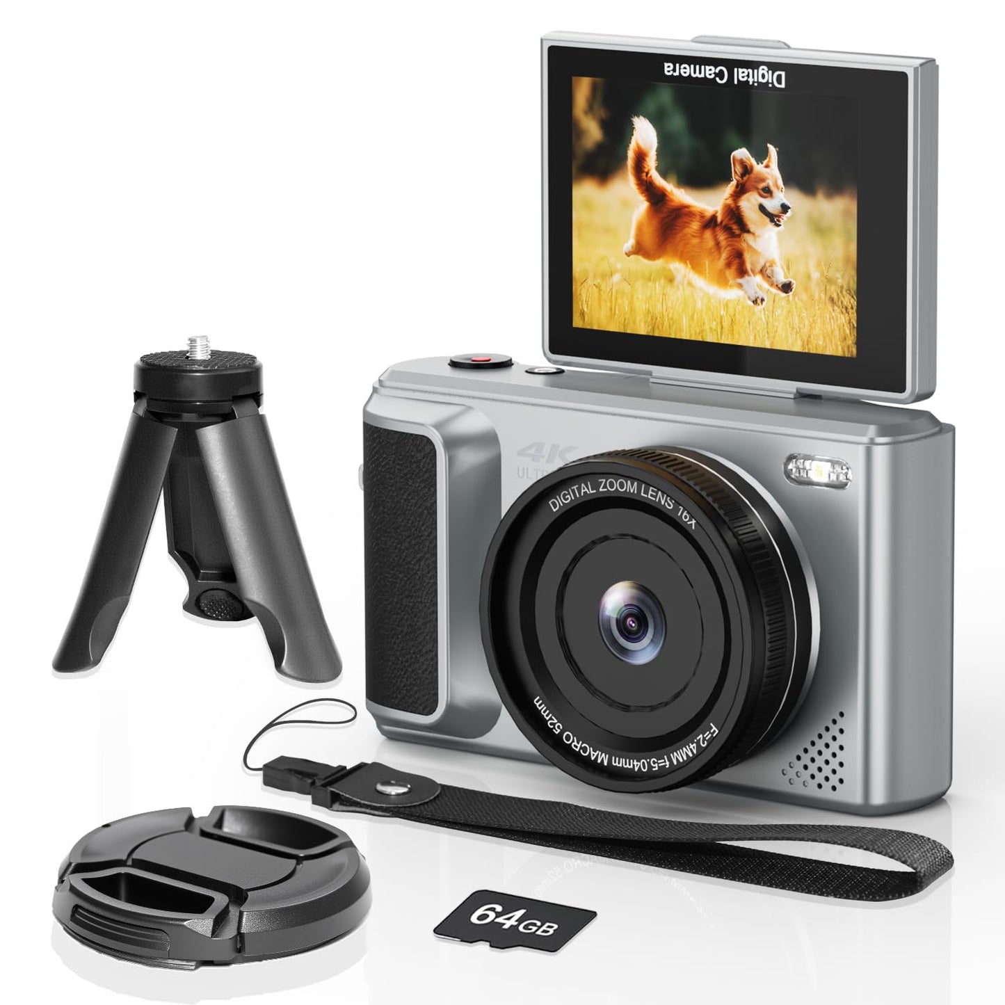 Arnssien 4K Digital Camera With 2.8 180 Flip Screen For Vlogging - Camara Fotografica Compact Camera Easy Carry |16X Digital Zoo