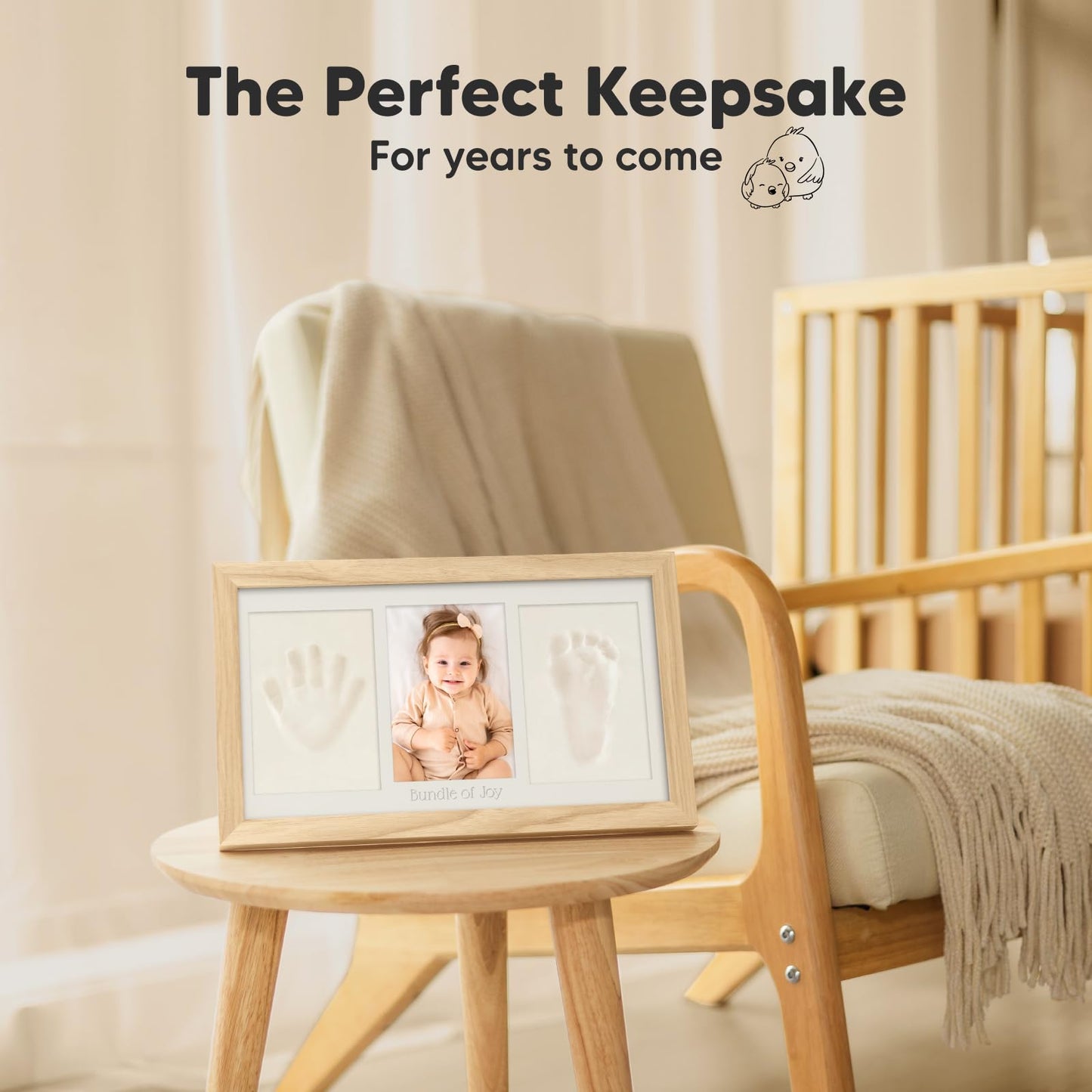 Baby Hand and Footprint Kit - Clay Handprint Keepsake Frame, Newborn Nursery Picture Frame, Personalized New Mom Gifts for Baby Shower & Registry (Ash Wood)