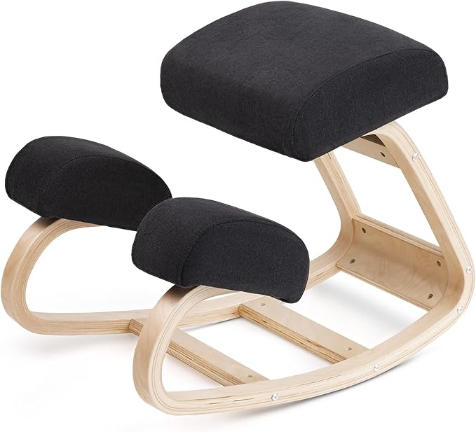 Luxton Home Ergonomic Kneeling Chair with Extra Padding - Posture Support Comfortable Desk Chair - Angled Rocking Stool & Balancing Seat - Natural Relief for Neck or Back Pain (with Extra Padding)