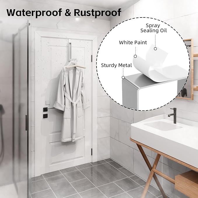2 Pack Over The Door Hangers, Folding Over The Door Drying Rack for Laundry, Over The Door Clothes Hanger, Door Hanger for Clothing, Over The Door Hooks, Door Clothes Drying Rack,Portable,White