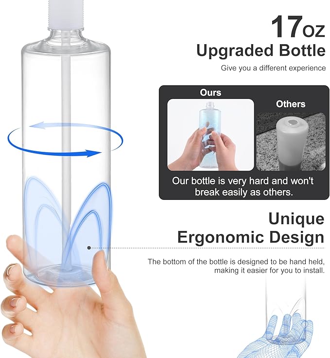 GAGALIFE Kitchen Sink Soap Dispenser with Large Bottle, Built in Sink Soap Dispenser Refill from Top, Chrome G080C