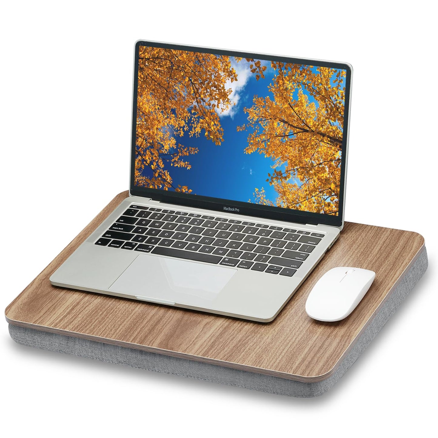 ZEAPTAC Lap Desk with Pillow Cushion, Portable Laptop Bed Desk, Fits up to 15.6 inch Laptop, Lap Stand for Bed & Couch & Carpet, Book Tablet/Drawing Board - Dark Brown Wood