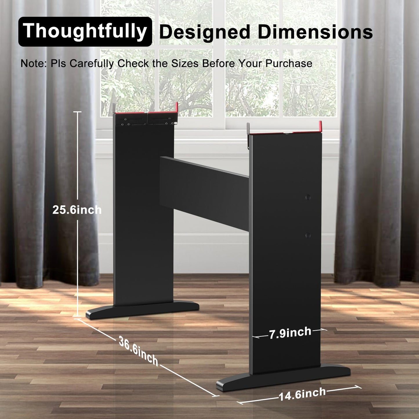 Marisflo Adjustable Keyboard Stand Fit for Digital Piano Width from 8.4 to 12 Inches, Wooden Keyboard Stand Compatible for 76/88 Keys Piano, Black