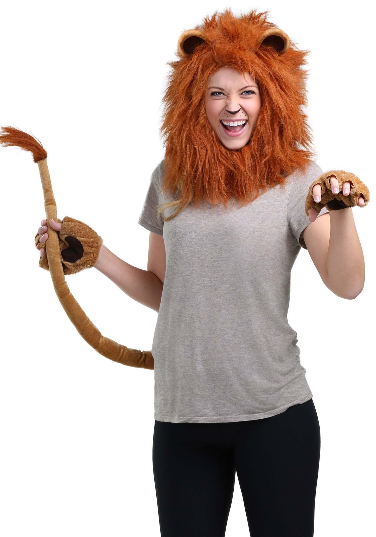 Fun Costumes Adult Deluxe Lion Kit Unisex, Lion Mane and Accessory Bundle, Halloween Animal Accessory Set for Men and Women - Brown, Standard