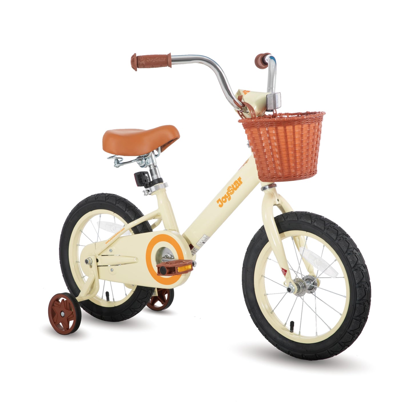 JOYSTAR 12 Inch Kids Bikes with Training Wheels & Basket, Vintage Girls Bike for Toddler of 2-4 Years Old Girls & Boys, Kids Bicycles, Beige