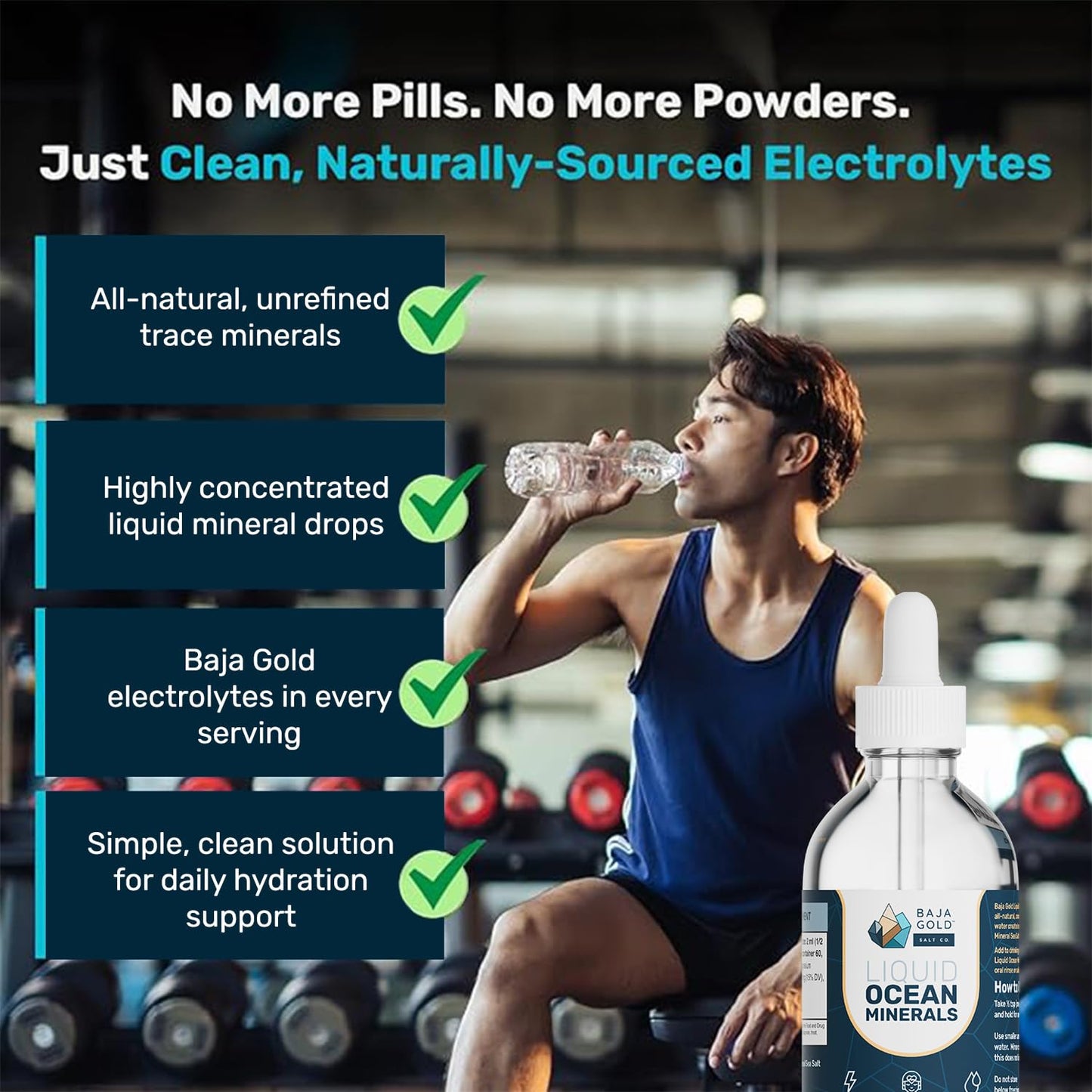 Baja Gold Liquid Ocean Trace Mineral Drops - Ionic Electrolyte Drops for Drinking Water & Food Flavor Enhancement - Mineral-Rich Saline Solution & Oral Cleanse - 4 fl oz, 30-Day Supply