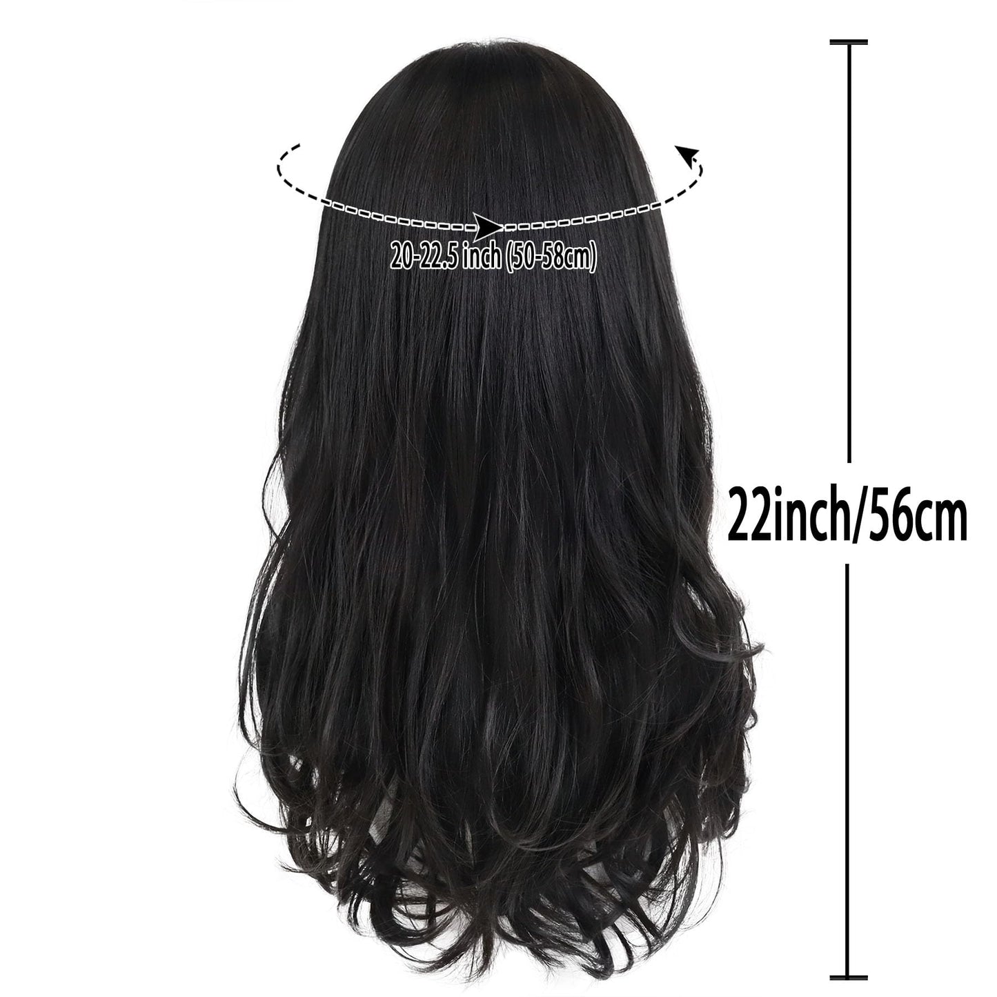 GNIMEGIL 22 inch Long Black Curly Wigs for Men Natural Wavy Hairstyle 70s 80s Theme Party Wig Halloween Costume Male Music Perfo