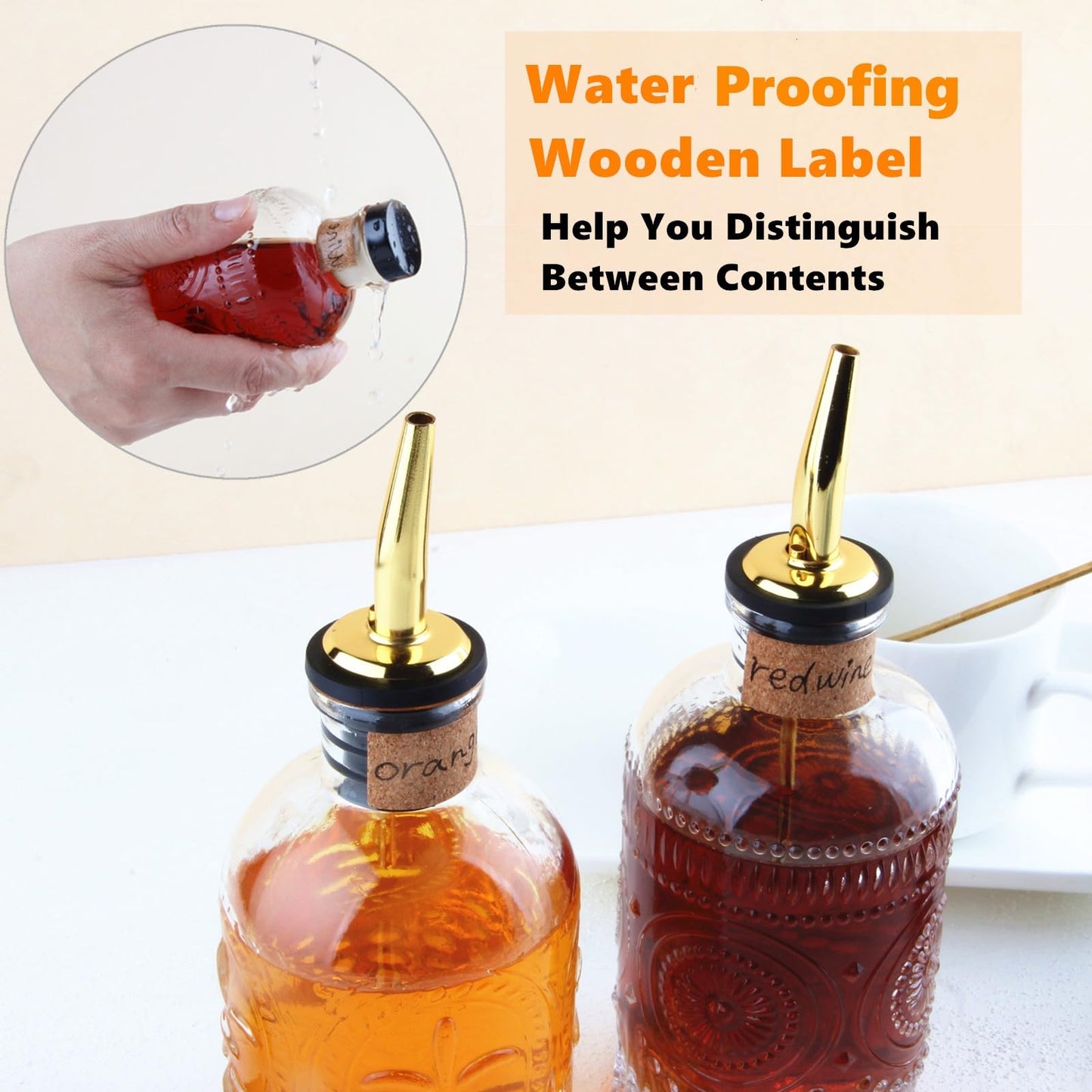 Shining Craft Syrup Dispenser Bottles Set, 4 Pack 7 OZ Bottles With Metal Pour Spout and Labels for Syrups, SC055 (4 Pack)