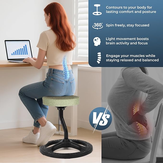 Upaloop ADHD Chair for Kids, Yoga Chairs for Adults, Wobble Stool Active Flexible Seating Desk Chair with Non-Slip Base and Washable Seat Cover for Stability, Balance, Yoga, Office, School, Classroom