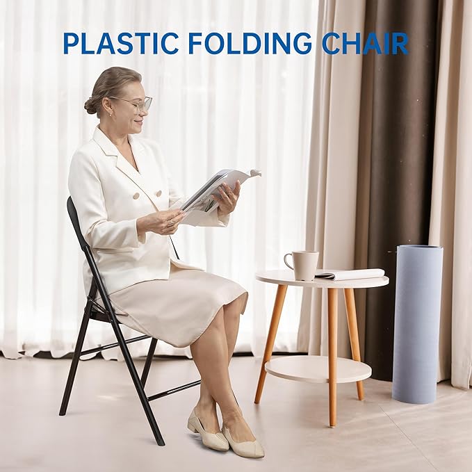 Winlice 10 Pack Thicker 800 LBS Black Folding Chairs, Commercial Grade Folding Chair, Foldable Chairs for Events