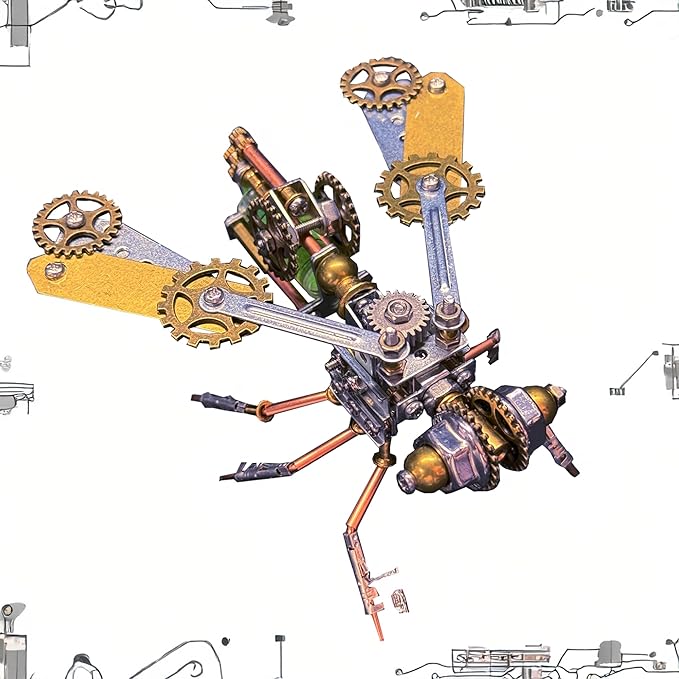 Mechanical Bee Model Metal Insect Bug Sculpture Steampunk, 3D Puzzle Making Kit,Hobby Kit Fun Crafts,Cool for Birthday(Mechanical Bee B)