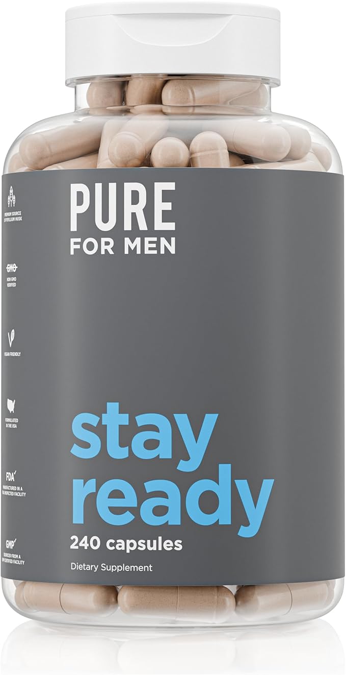 Pure for Men Original Cleanliness Stay Ready Fiber Supplement | Helps Promote Digestive Regularity | Psyllium Husk, Aloe V...