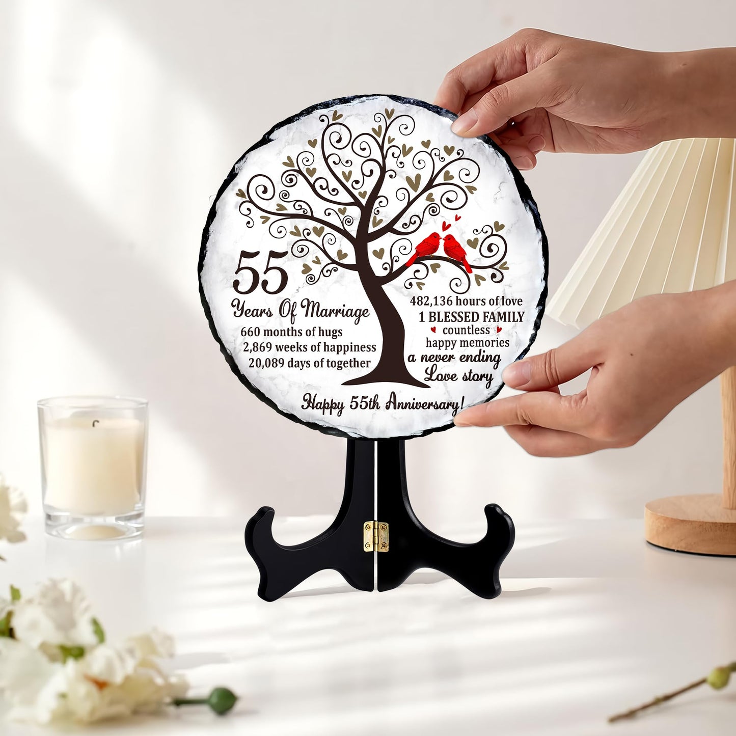 Bozspacer Emerald Couple Slate Plate- 55th Anniversary Wedding Gifts for Parents Couple - 55th Wedding Anniversary Unique Gift Ideas - 55 Years of Marriage Decoration, Keepsake, Plaque