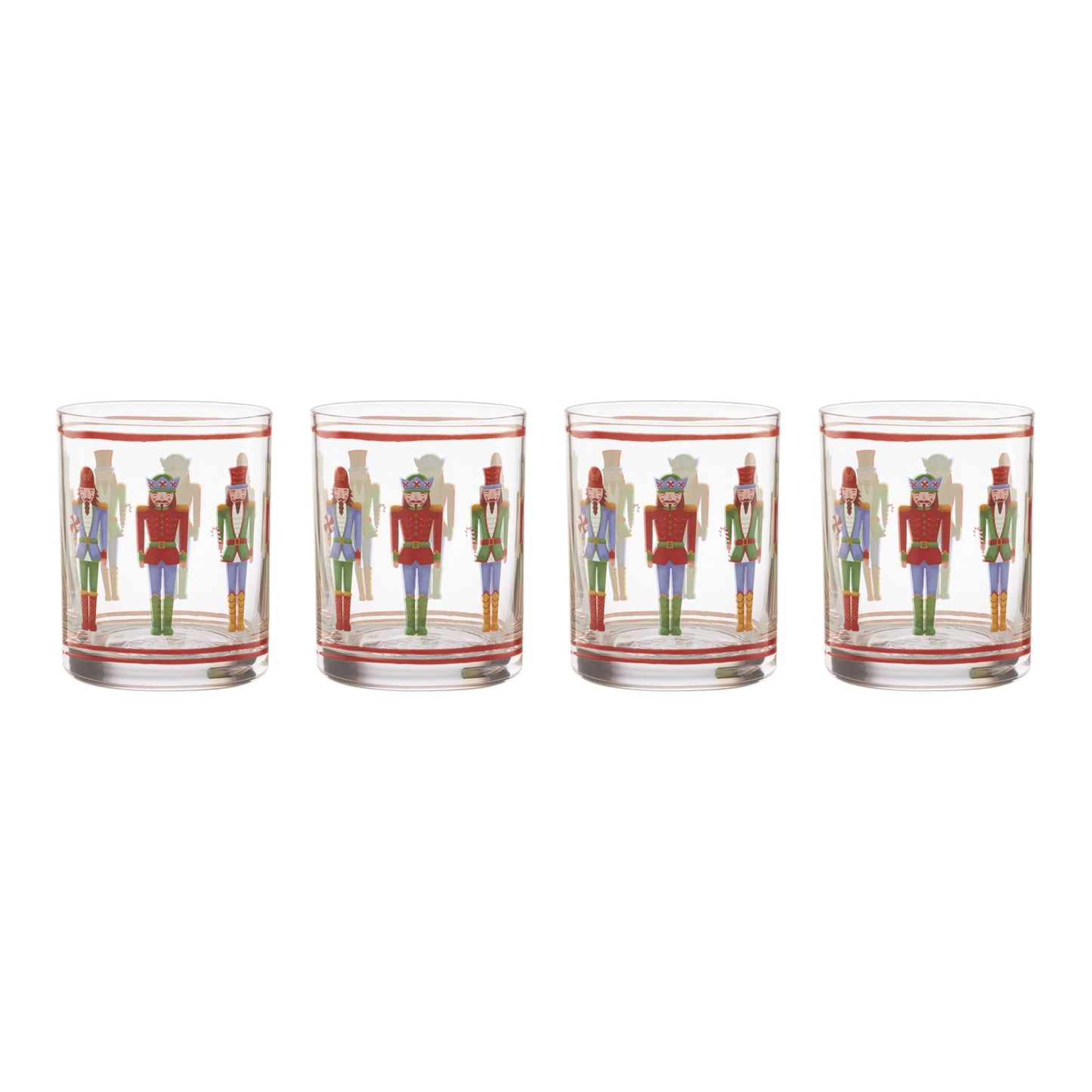 Lenox 896921 Nutcracker Double Old Fashioned Glasses, Set of 4, Assorted, Christmas Drinkware, Holiday Hosting