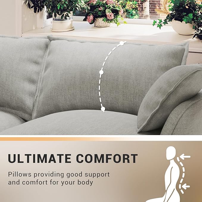 Intuition Decor Ottoman Module for Modular Sectional Sofa,Ottoman Seat for Sectional Sofa Couch Extra Deep Couches,Grey