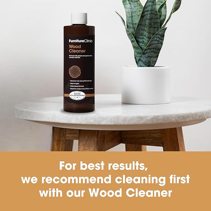 Furniture Clinic Wood Wax & Polish | Clean, Nourish & Protect All Wooden Furniture & Kitchen Cabinets from Dryness & Scratches | Orange Oil & Beeswax | Use on Treated & Untreated Wood (8.5oz / 250ml)