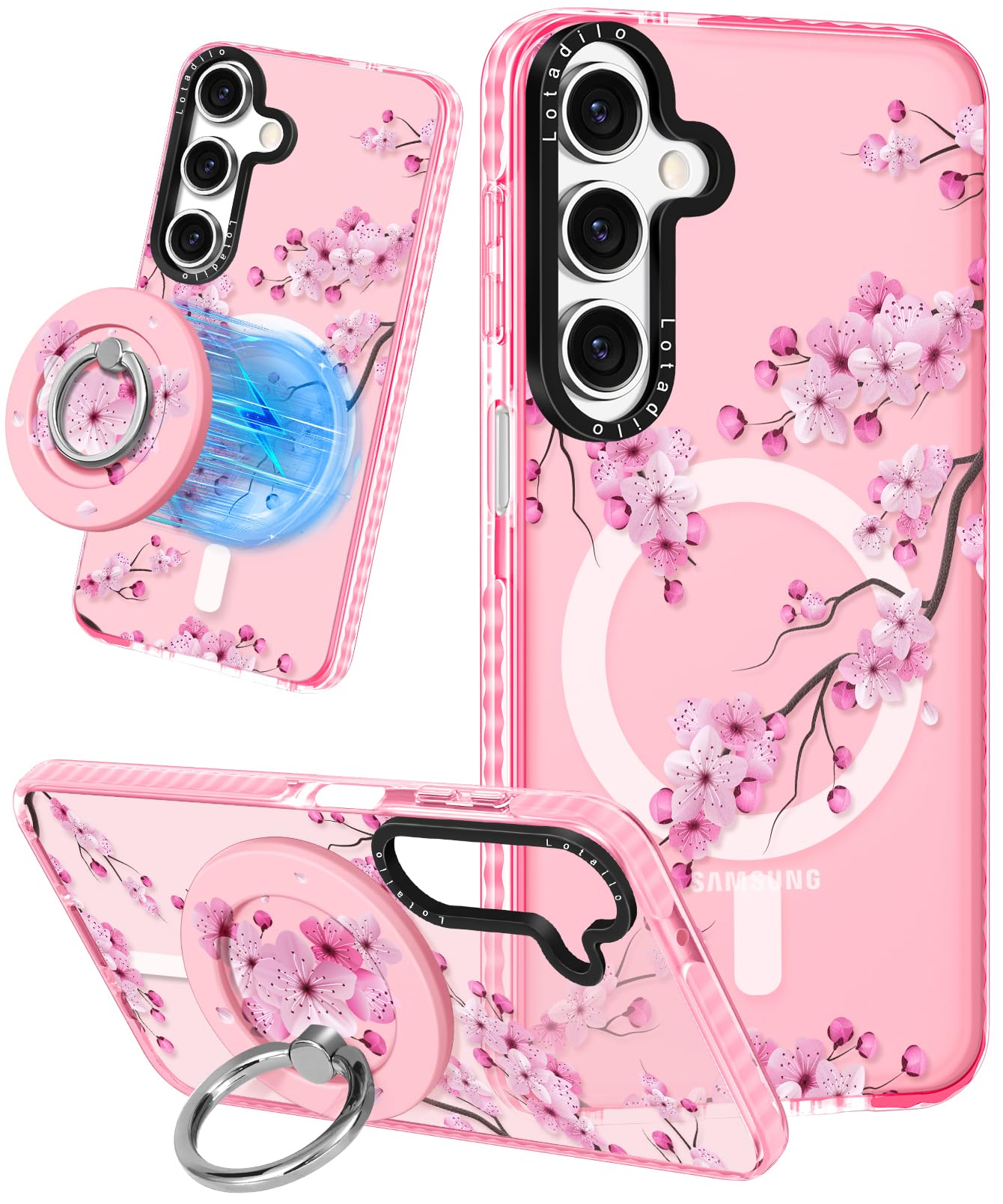 Lotadilo Cute Case For Samsung Galaxy A16 For Women Girls - Funny Peach Blossom Design Compatible With Magsafe Magnetic Ring Hol
